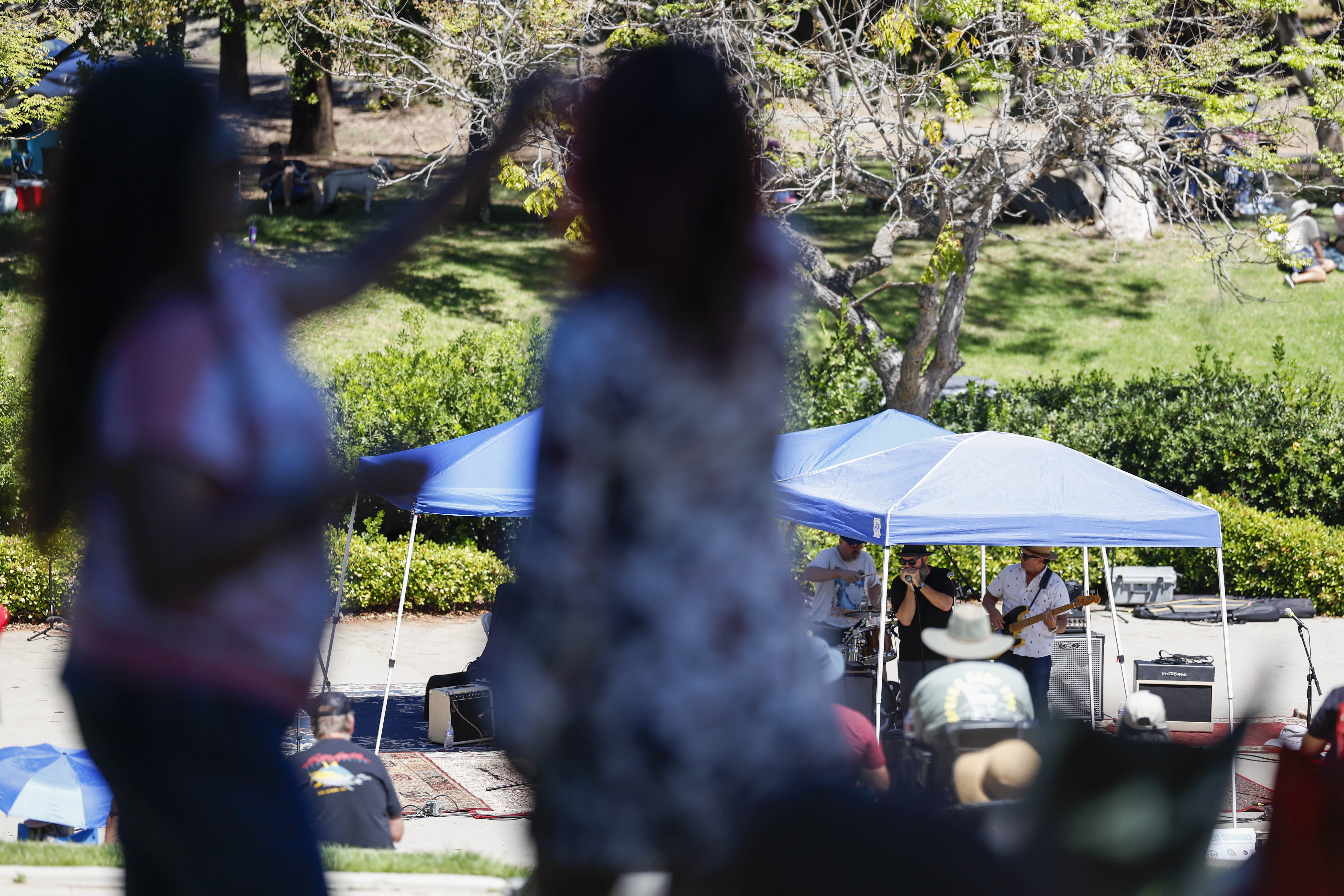 Patrons watch as Troy Sandow performs during the Spring Harp...