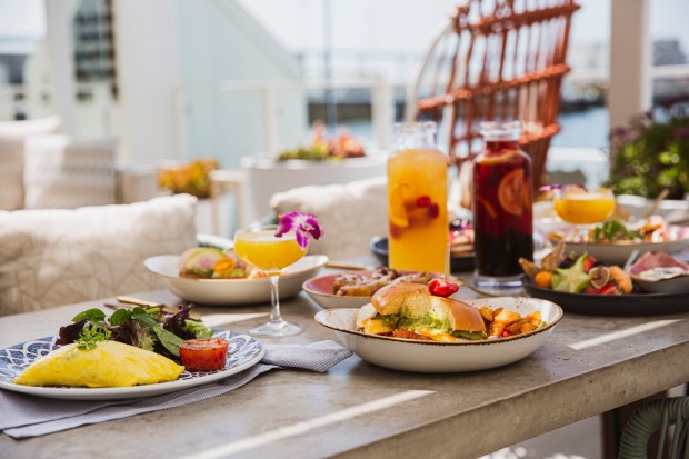 Hudson & Nash is offering a buffet that includes made-to-order eggs, waffles, pancakes, potatoes, bacon, seasonal fruits and pastries. (The Hilton San Diego Bayfront)