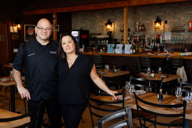 Michele Borelli and Elisa Borrelli pose for a photo at Balsamico Italian Kitchen on Thursday, March 19, 2026 in Imperial Beach, California. (Meg McLaughlin / The San Diego Union-Tribune)