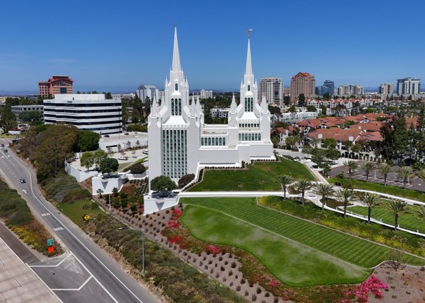The San Diego California Temple, operated by The Church of Jesus Christ of Latter-day Saints is seen on April 28, 2026 in San Diego, CA. (K.C. Alfred / The San Diego Union-Tribune)