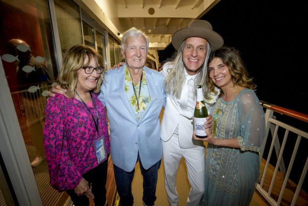 Steve Poltz (second from right) is shown with his wife, Sharon (far right), following their February 2020 marriage abord the Norwegian Pearl during the 2020 Cayamo music cruise. Next to them are Poltz's sister, Kathy Swiggs, and their father, Joe, who is now deceased. (Courtesy Steve Poltz)
