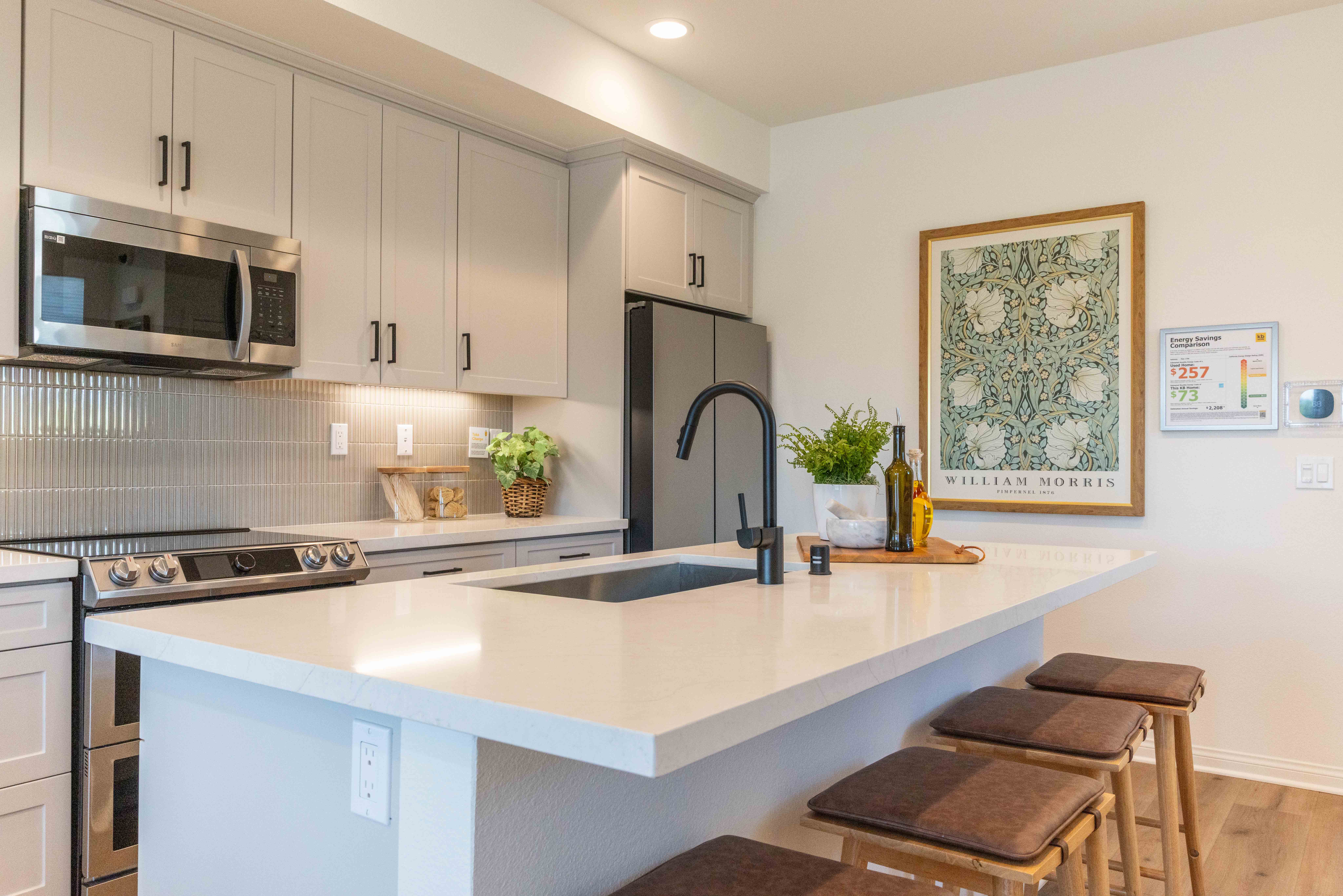 The kitchen of a new home in the Gateway townhome...