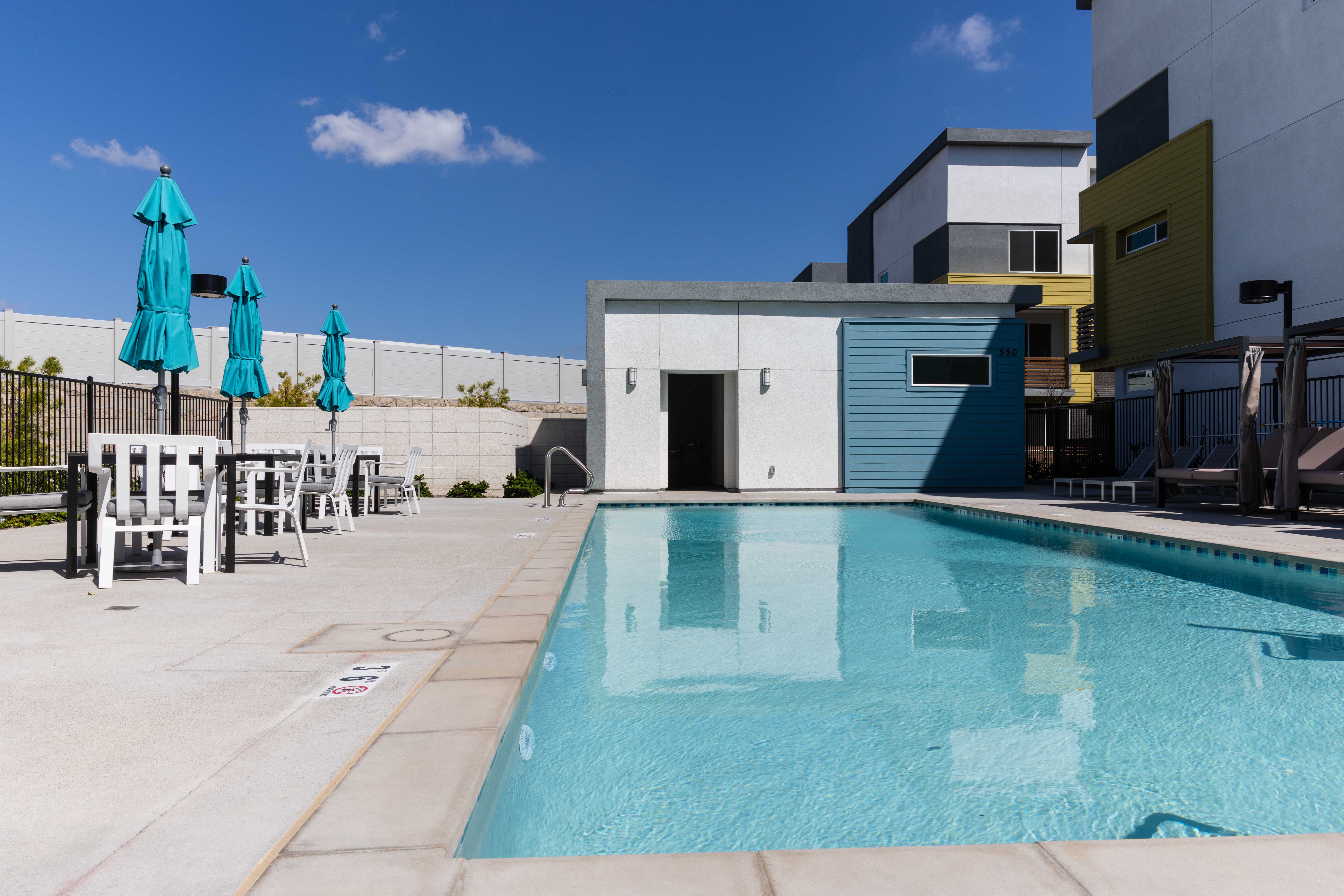 The pool at the Gateway townhome development in El Cajon....