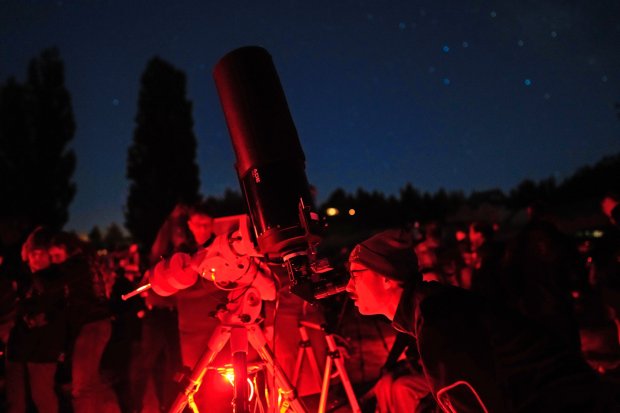 The public was invited to view through several telescopes on display during the Dark Sky Festival held just outside the Menghini Winery in Julian on Saturday, Aug. 16, 2025.  (Nelvin C. Cepeda / The San Diego Union-Tribune)