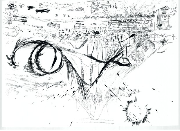 A previously unseen drawing by Bert Hubbell is part of the "Brothers in Arts: James Hubbell and Bert Hubbell" exhibtion at Oceanside Museum of Art. (Brennan Hubbell)