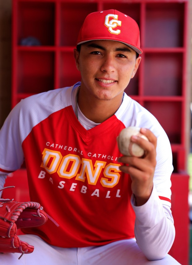 San Diego, CA - April 8: Cathedral Catholic baseball player Jose Partida on April 8, 2026 in San Diego, CA. (K.C. Alfred / The San Diego Union-Tribune)