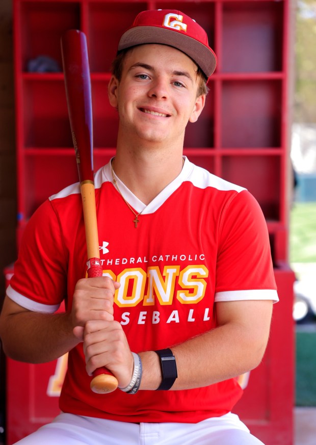 San Diego, CA - April 8: Cathedral Catholic baseball player Nick Ruder on April 8, 2026 in San Diego, CA. (K.C. Alfred / The San Diego Union-Tribune)