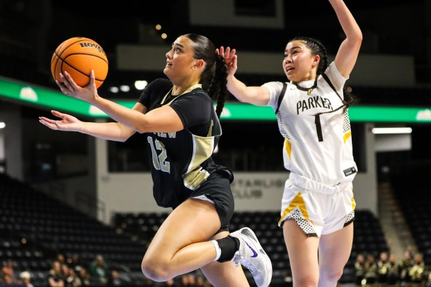 Westview High's Sarah Heyn shoots against Francis Parker High during the CIF Open Division championship at Frontwave Arena in Oceanside on Saturday, Feb. 28, 2026. Francis Parker defeated Westview 66-50. (Kristian Carreon / The San Diego Union-Tribune)