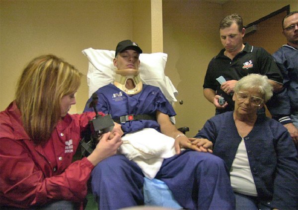 B.J. MacPherson attended a Gulls playoff game with his future wife, Angela, and his mother six days after he suffered a career-ending injury in a May 2001 incident in Idaho. (Union-Tribune file photo)