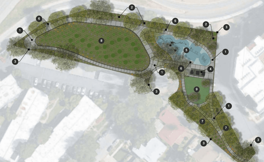 A map of a proposed park site.