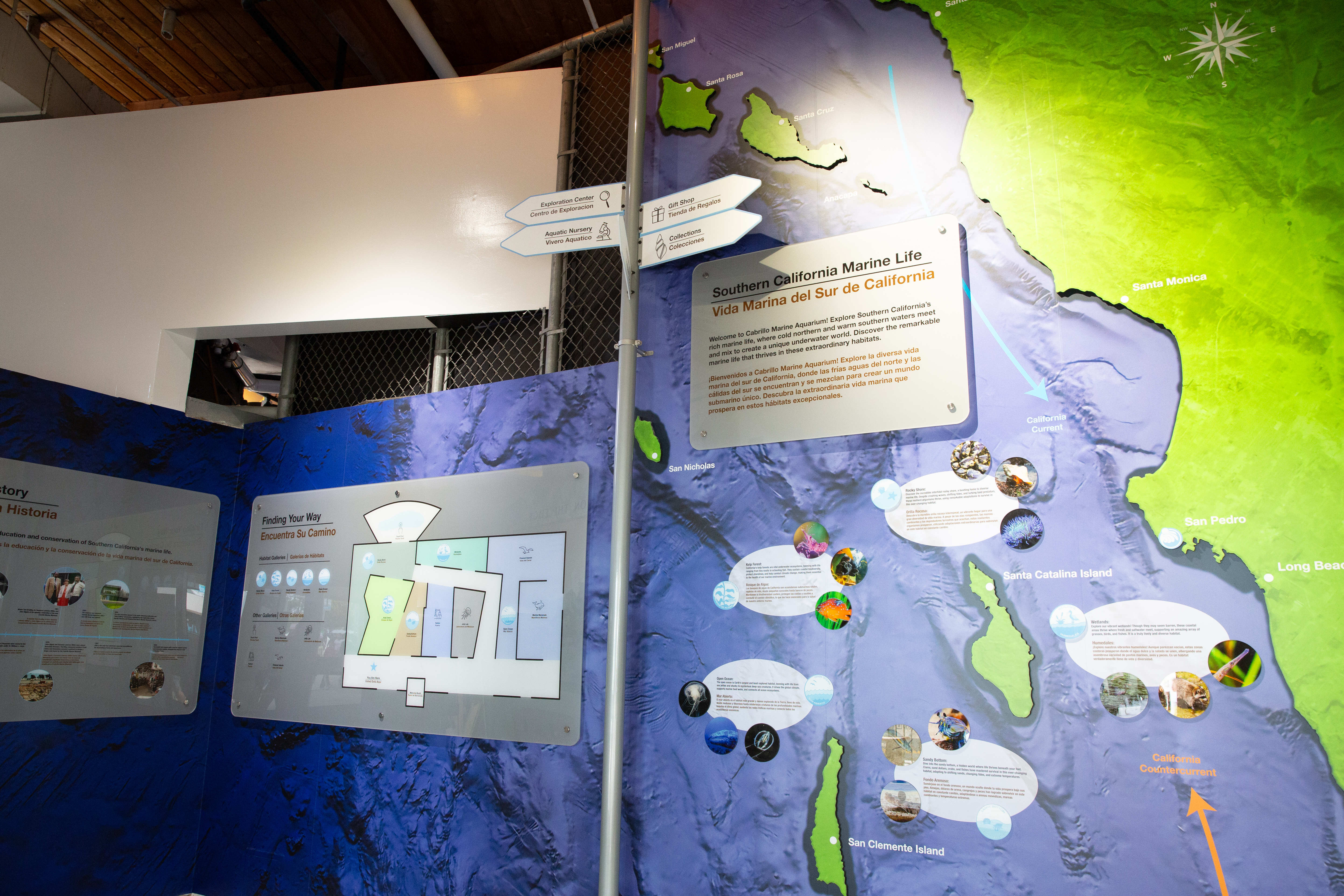 A display showing maps and diagrams was installed in the...