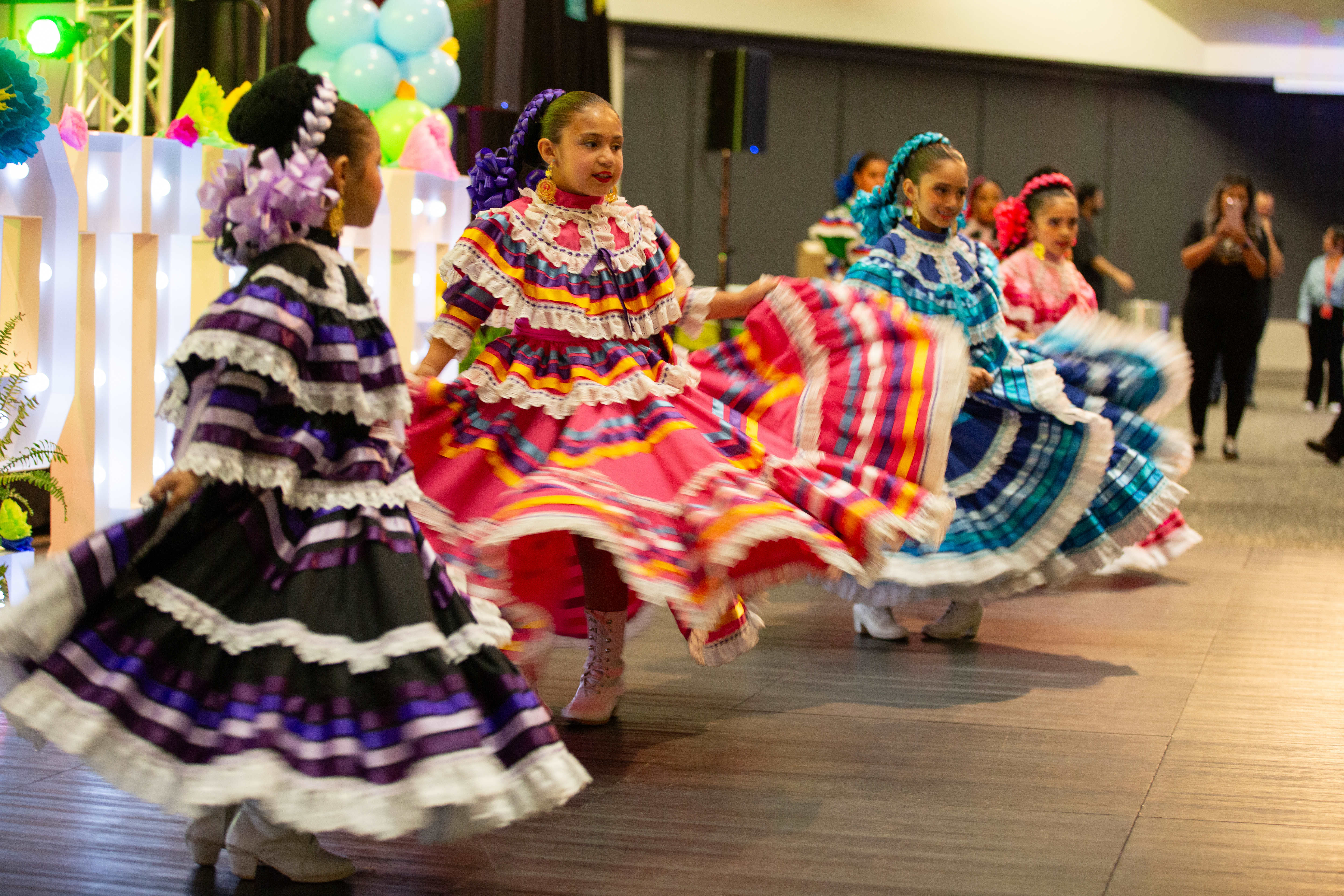 Members of the Alma de Oro baile folklórico dance group...