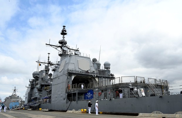 The USS PRINCETON (CG-59) one of three active U.S. Navy ships available to tour at LA Fleet Week in San Pedro on Friday, May 26, 2023. (Photo by Brittany Murray, Press-Telegram/SCNG)