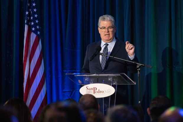 Los Angeles City Councilmember Tim McOsker speaks during the State of the District at the Dalmatian American Club in San Pedro on Thursday, Oct. 9, 2025. (Photo by Drew A. Kelley, Press-Telegram/SCNG)