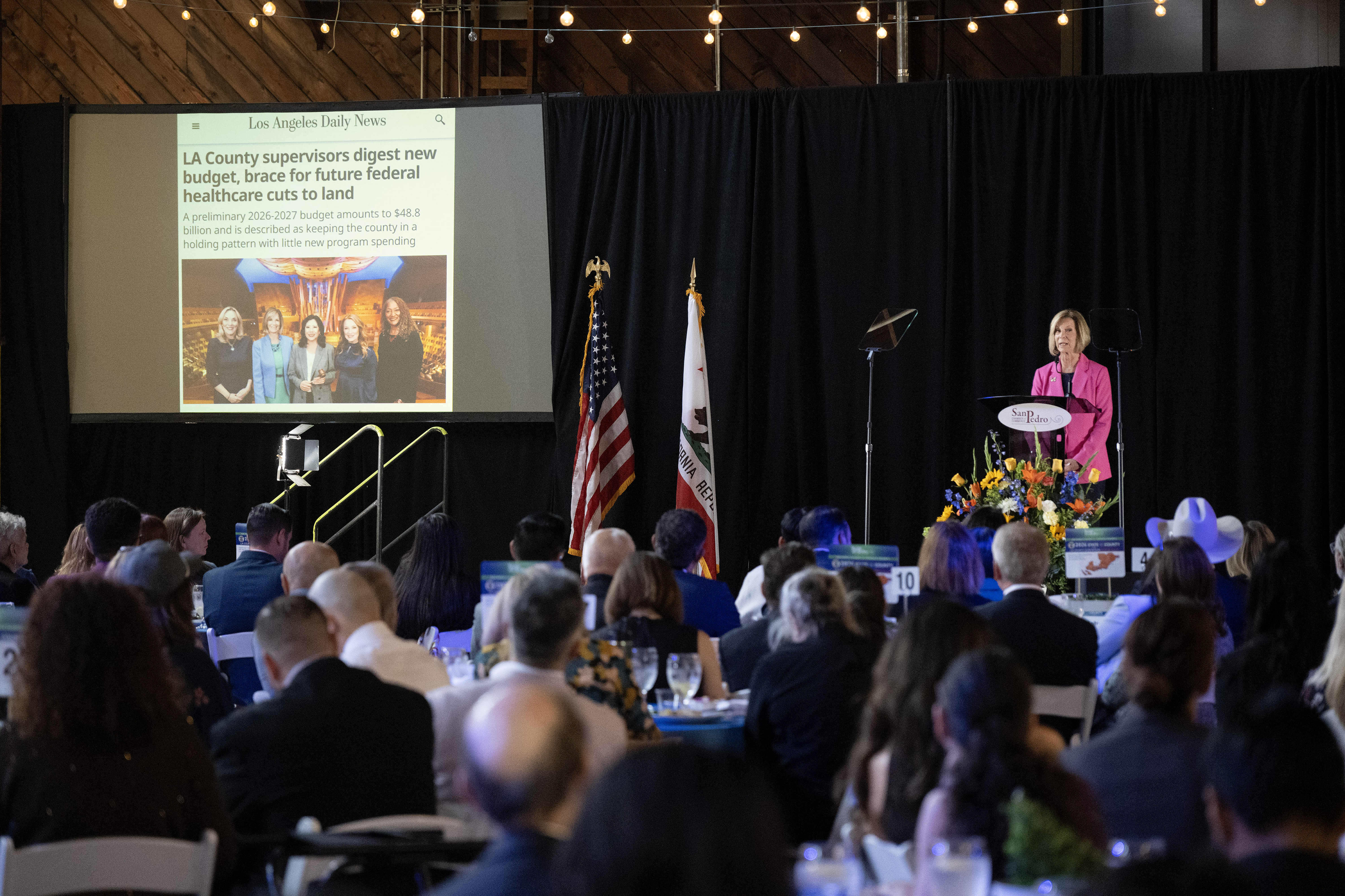 Janice Hahn speaks during the 2026 State of the County...