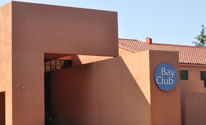 modernist Silicon Valley building in clay color