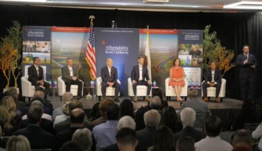 The set of the California governor's forum at Fresno State on Wednesday, April 1, 2026. (GV Wire)
