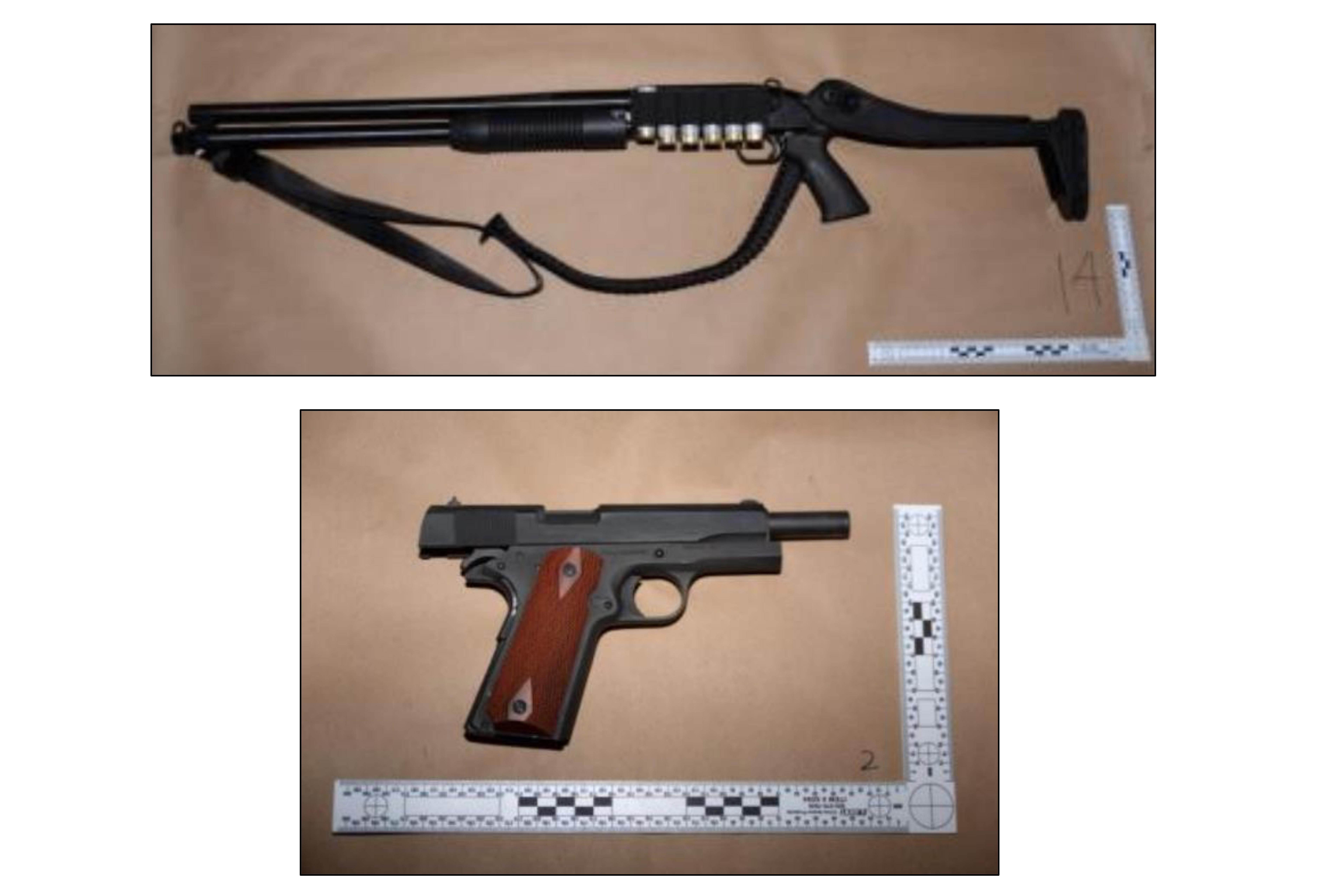 Some of the weapons and shotgun ammunition that Cole Tomas Allen possessed.