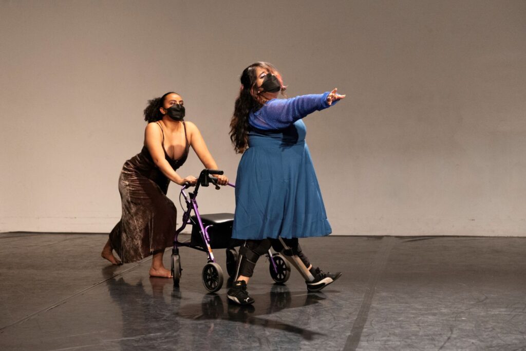 "Metallic Taste of the Sky" Choreographed by Vanessa Hernández Cruz - Performed by Cruz and Angelica MondolViaña - Performed by Kate Coleman - Photo by Denise Leitner.