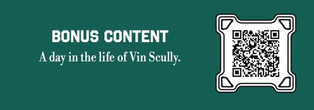 Scan the QR code to hear Vin Scully recite Beatles' song "A Day in the Life."