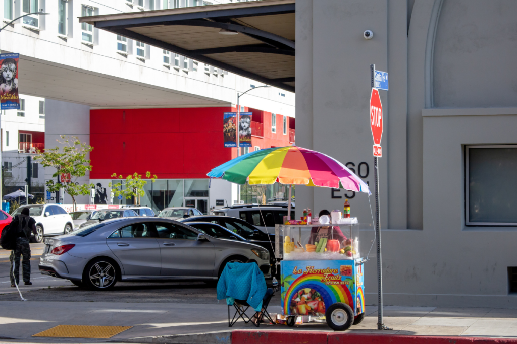 Street vendor selling fruit in Los Angeles
