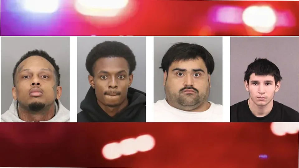 <div>San Jose police identified the suspects as (L-R) Devin Hairston, 31, of Oakland; Charlie Jones, 23, of Oakland; Emilio Sanchez, 24, of Hayward; and Roman Camarena, 18, of Stockton.</div>