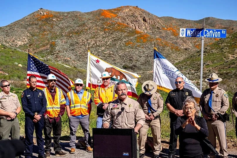 Riverside County Sheriff Chad Bianco speaks at a news conference in Lake Elsinore, Calif., Feb. 7, 2023. (Watchara Phomicinda/The Orange County Register via AP, File)