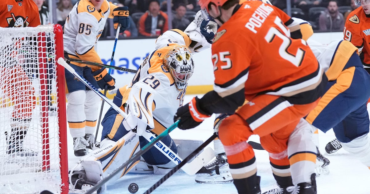 Justus Annunen stops 43 shots for 3rd career shutout in Predators' 5-0 win over Ducks