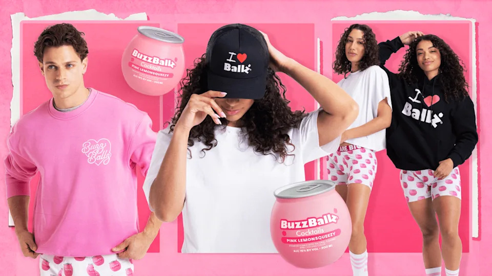 BuzzBallz is launching a limited-edition “I ❤️ Ballz” loungewear collection in collaboration with TikTok creator Cole Poska. (Courtesy of Buzzballz)