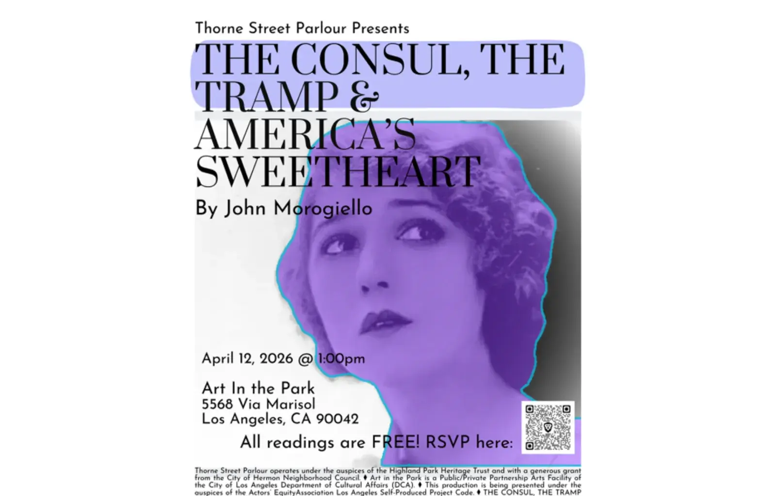 Thorne Street Parlour Presents: The Consul, The Tramp, and America’s Sweetheart, by John Morogiello