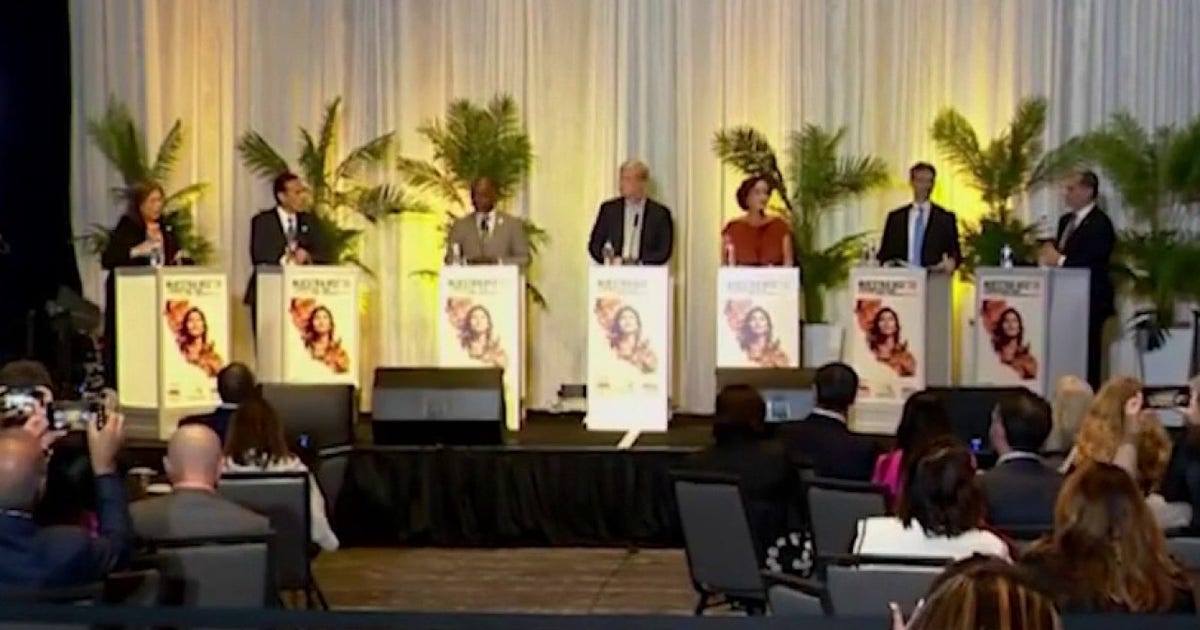 Crowded governor’s race moves forward without Swalwell as candidates face off in Sacramento