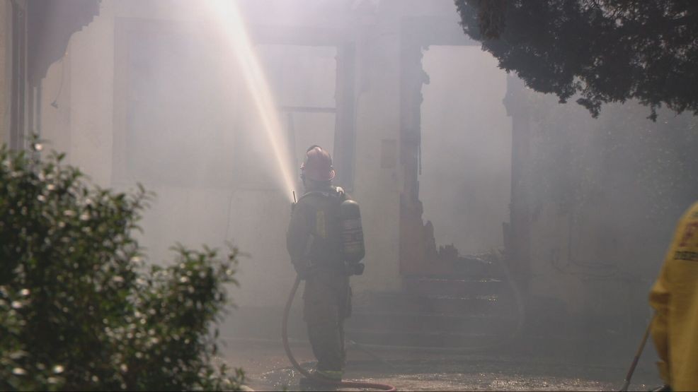 Fire crews battled a fire on Baker Street that damaged two units Wednesday morning. PHOTO: KBAK/KBFX
