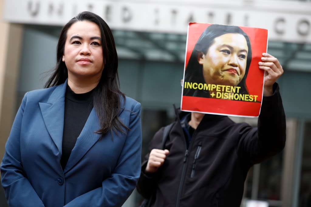 Sheng Thao outside the United States District Court. San Francisco Chronicle via Getty Images