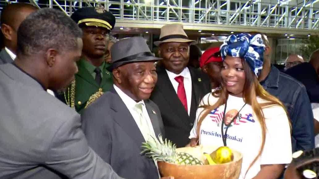 Liberian president welcomed at Sacramento airport