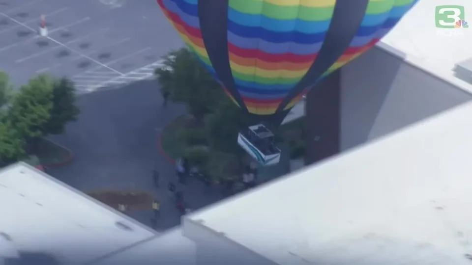 A sudden gust of wind caused the balloon to careen into the casino wall. KCRA 3