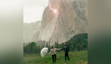 Lightning strikes El Capitan during Yosemite proposal