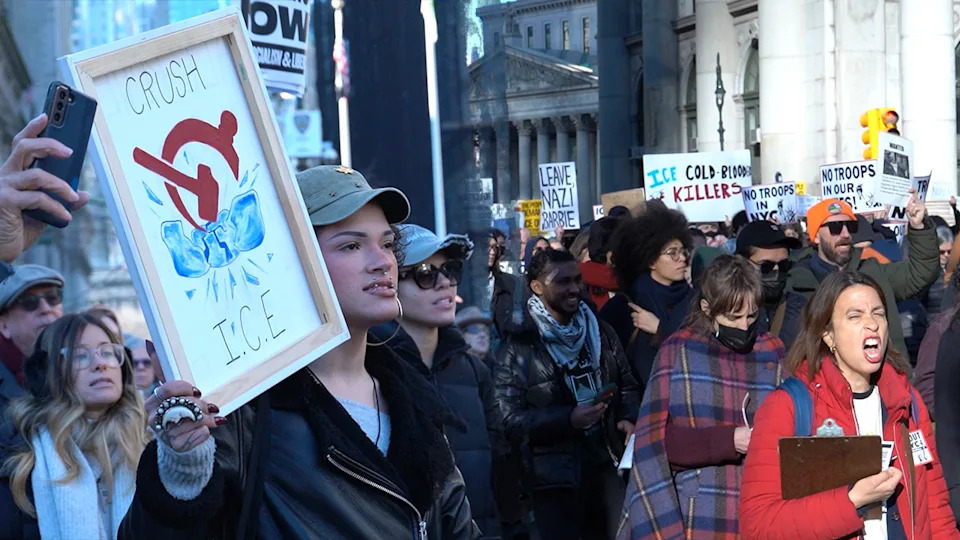 Young communist ICE rally