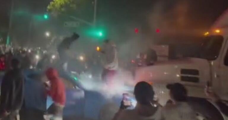 Driver in stolen vehicle at Hayward sideshow crashes into semitruck