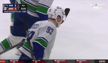 Jake DeBrusk with a Powerplay Goal vs. Anaheim Ducks