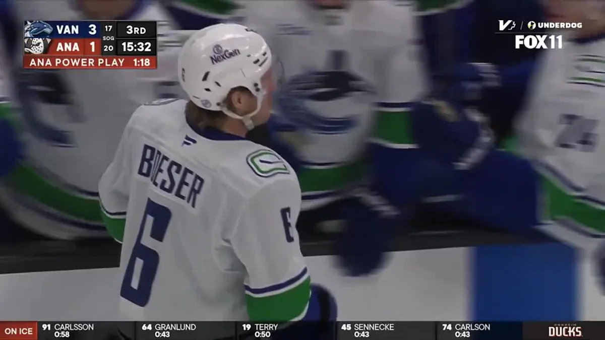 Brock Boeser with a Shorthanded Goal vs. Anaheim Ducks