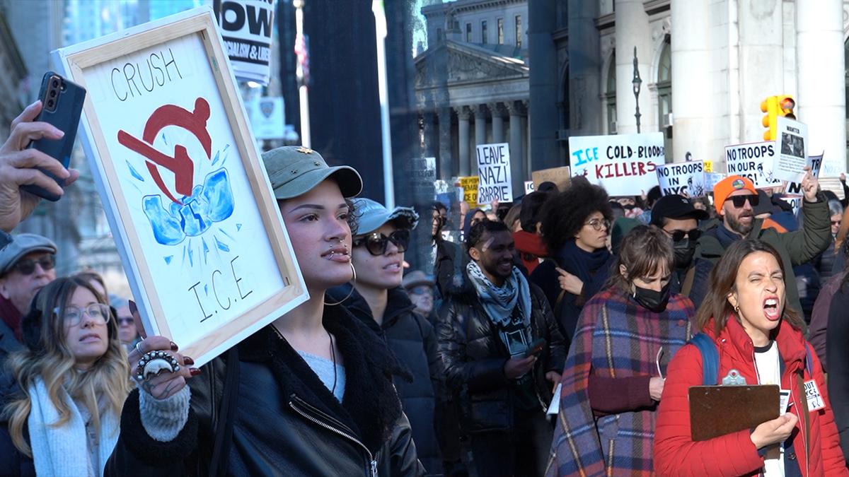 Young communist ICE rally