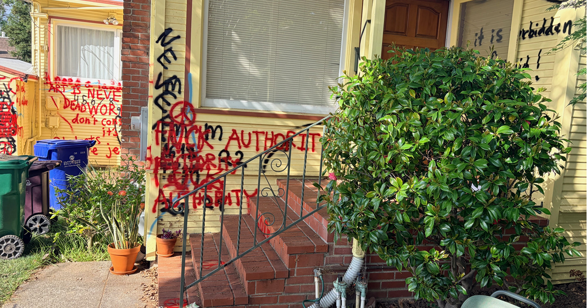 Oakland house covered in odd graffiti, causing neighbor outrage
