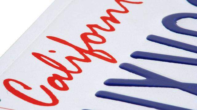 A California license plate.