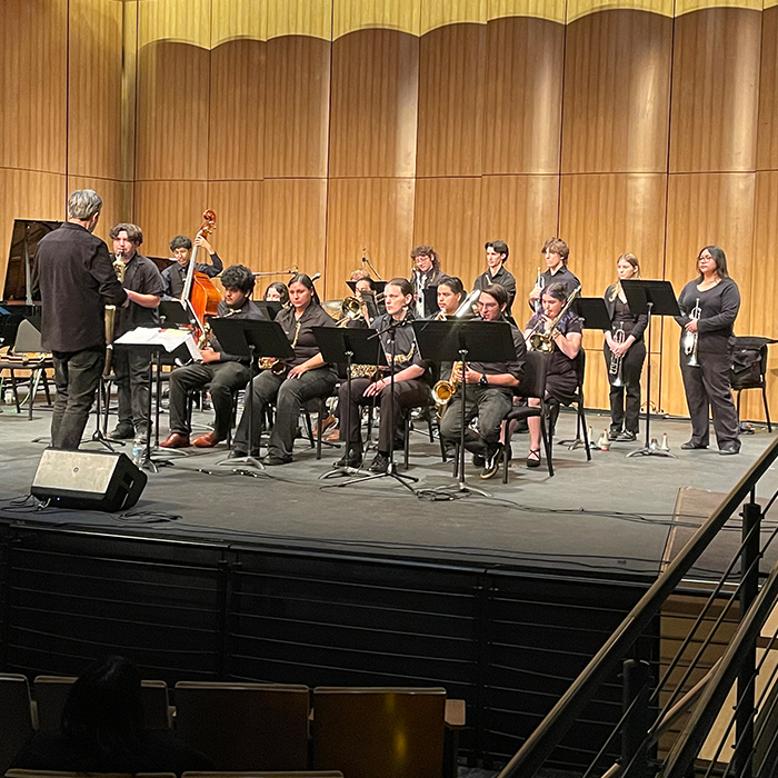 BC jazz group on the stage getting ready to perform