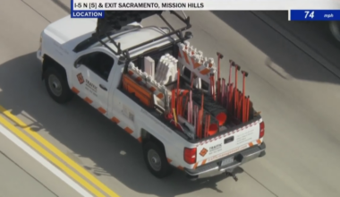 LAPD in pursuit of a possibly stolen truck in the San Fernando Valley