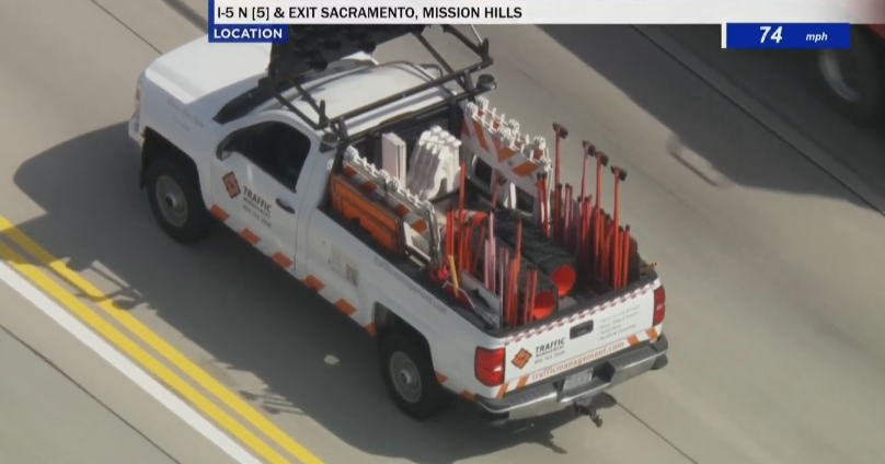 LAPD in pursuit of a possibly stolen truck in the San Fernando Valley