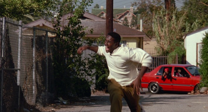 a man runs down a street