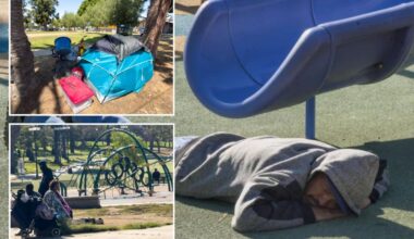 Homeless encampments overtake kids’ parks across LA in disturbing scenes