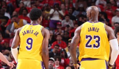 LeBron James connects with Bronny on father-son alley-oop