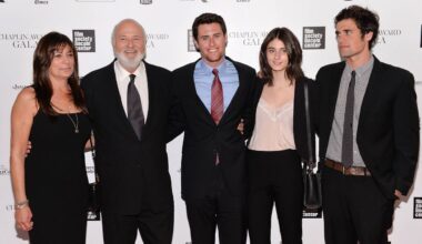 Rob Reiner, second left, poses with his wife Michele, left, and children Jake, center, Romy, and Nick at the 41st annual Chaplin Award Gala at Avery Fisher Hall on April 28, 2014, in New York. (Photo by Evan Agostini/Invision/AP)